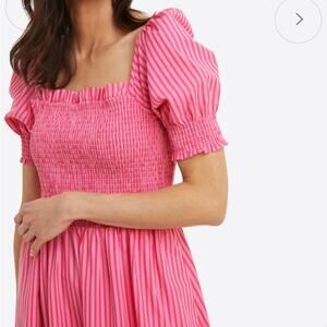 Draper James Cam Smocked Mini Dress Pink Stripe Size 2X